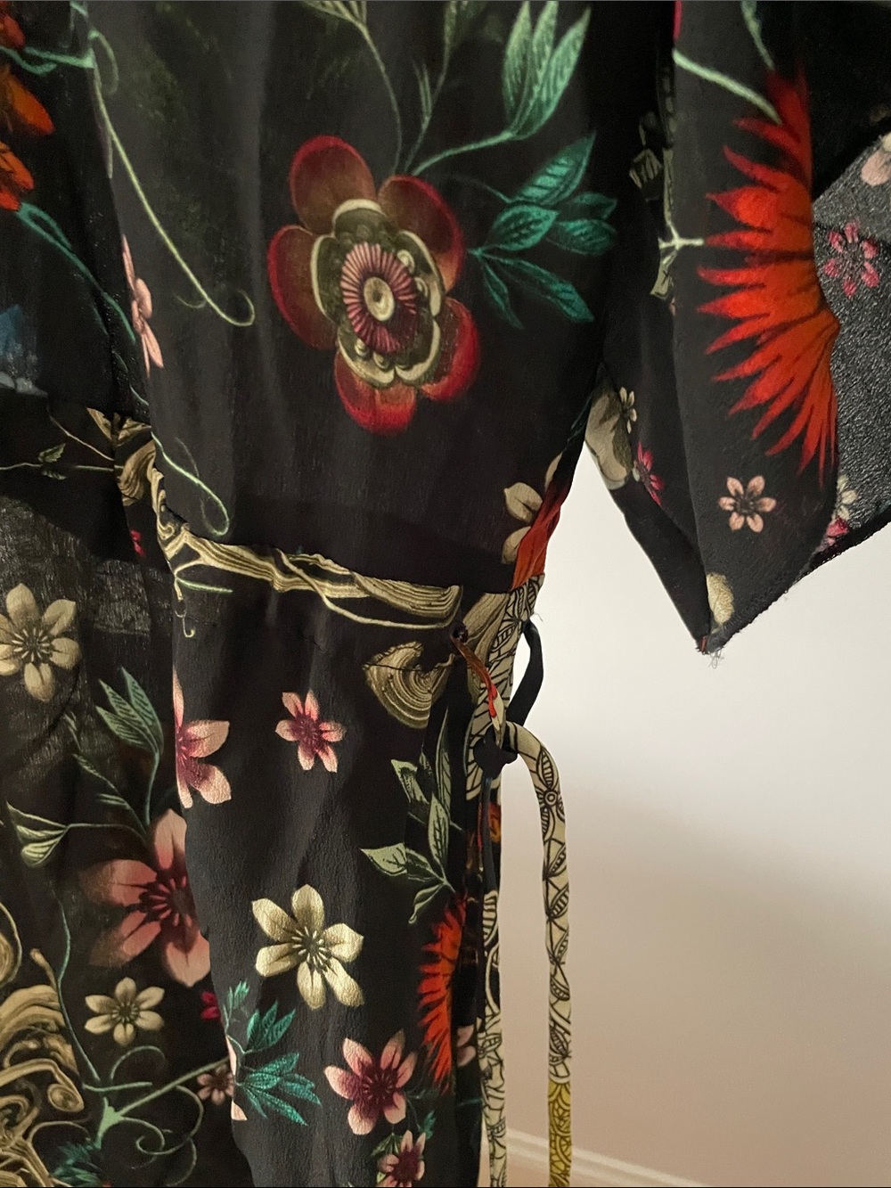 Johnny Was Black Floral Button-Front maxi dress with Teal & Coral Embroidery - Picture 4 of 6